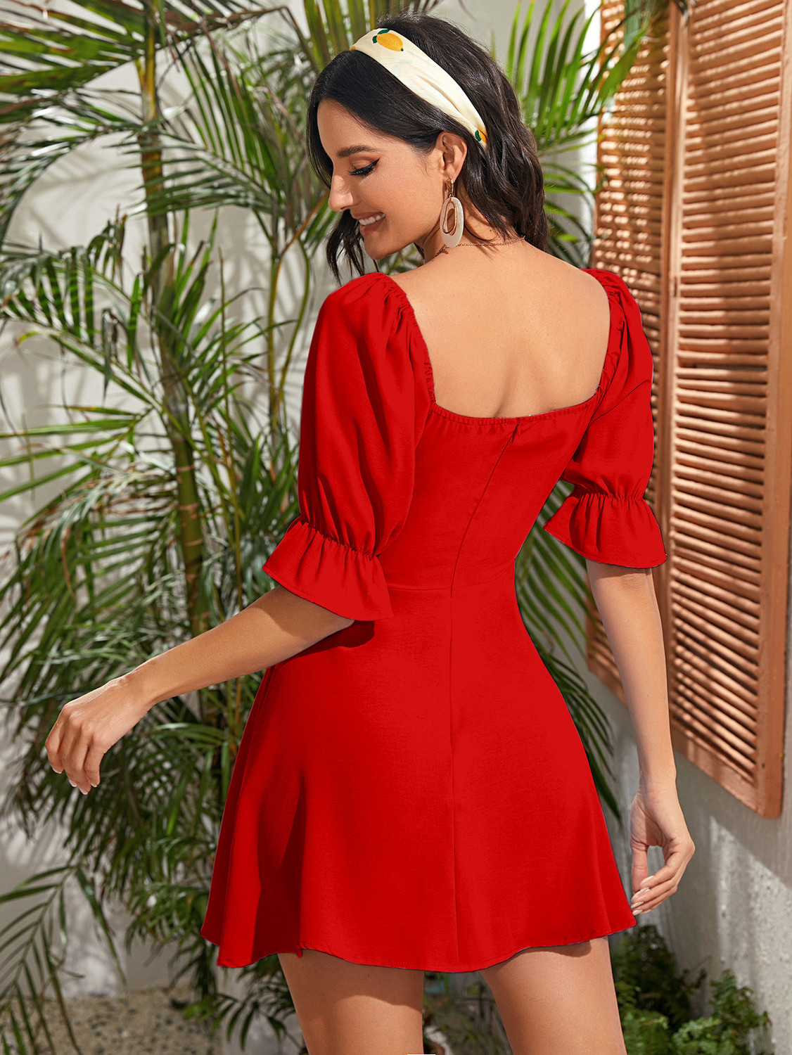 Image of Aahwan Women A-line Red Above Knee /Mid Thigh Length Dress