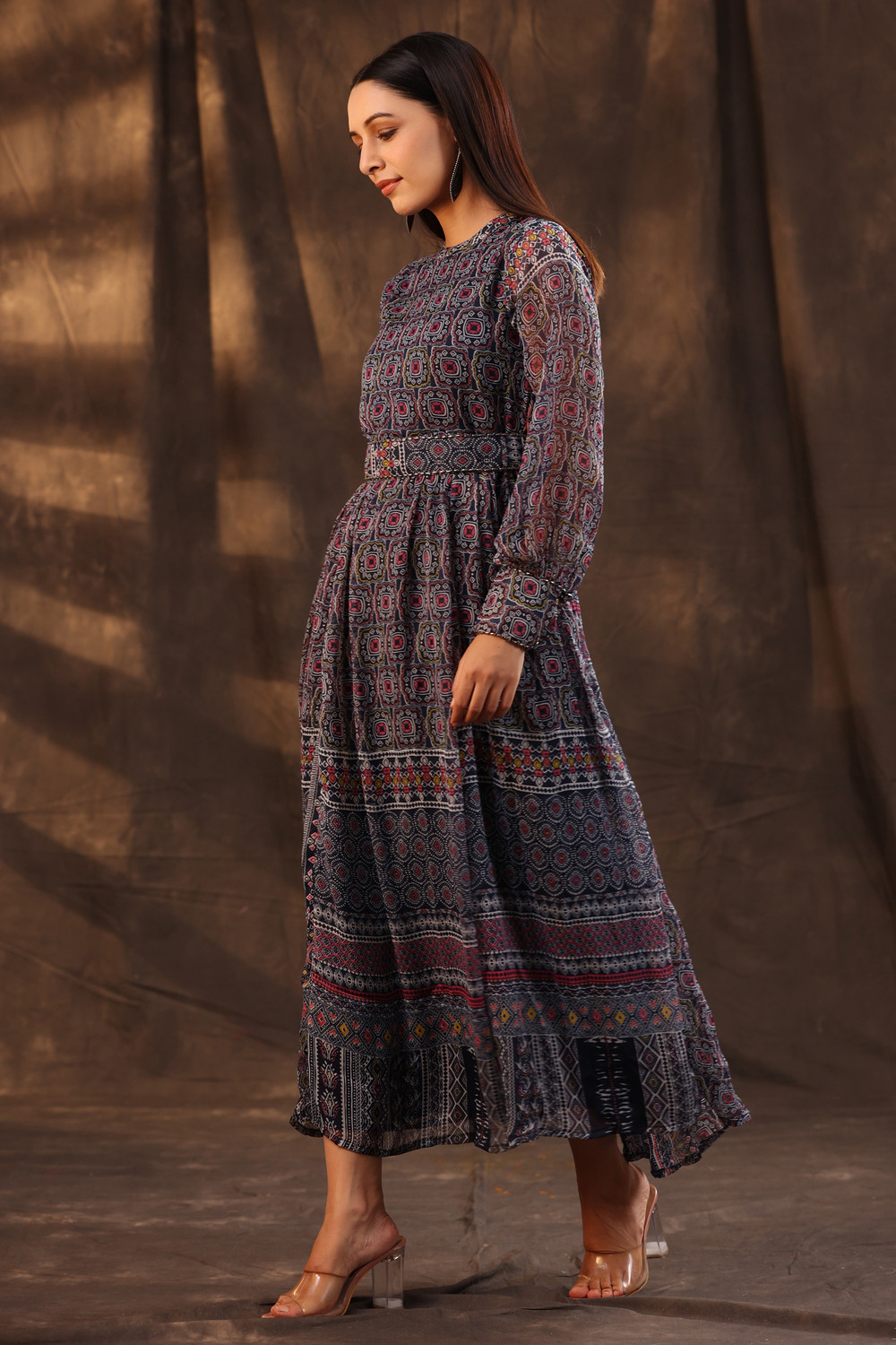 Image of Juniper Women Tiered Black Ankle Length Dress