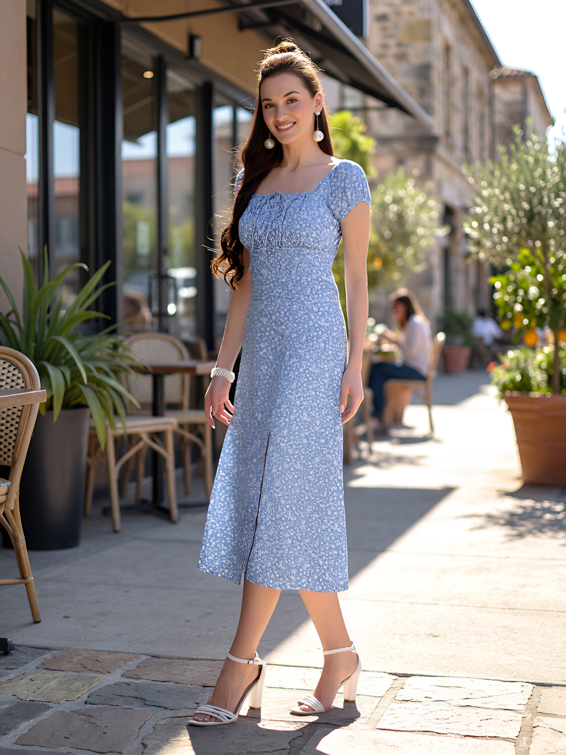 Image of AAYU Women A-line Blue Midi /Calf Length Dress
