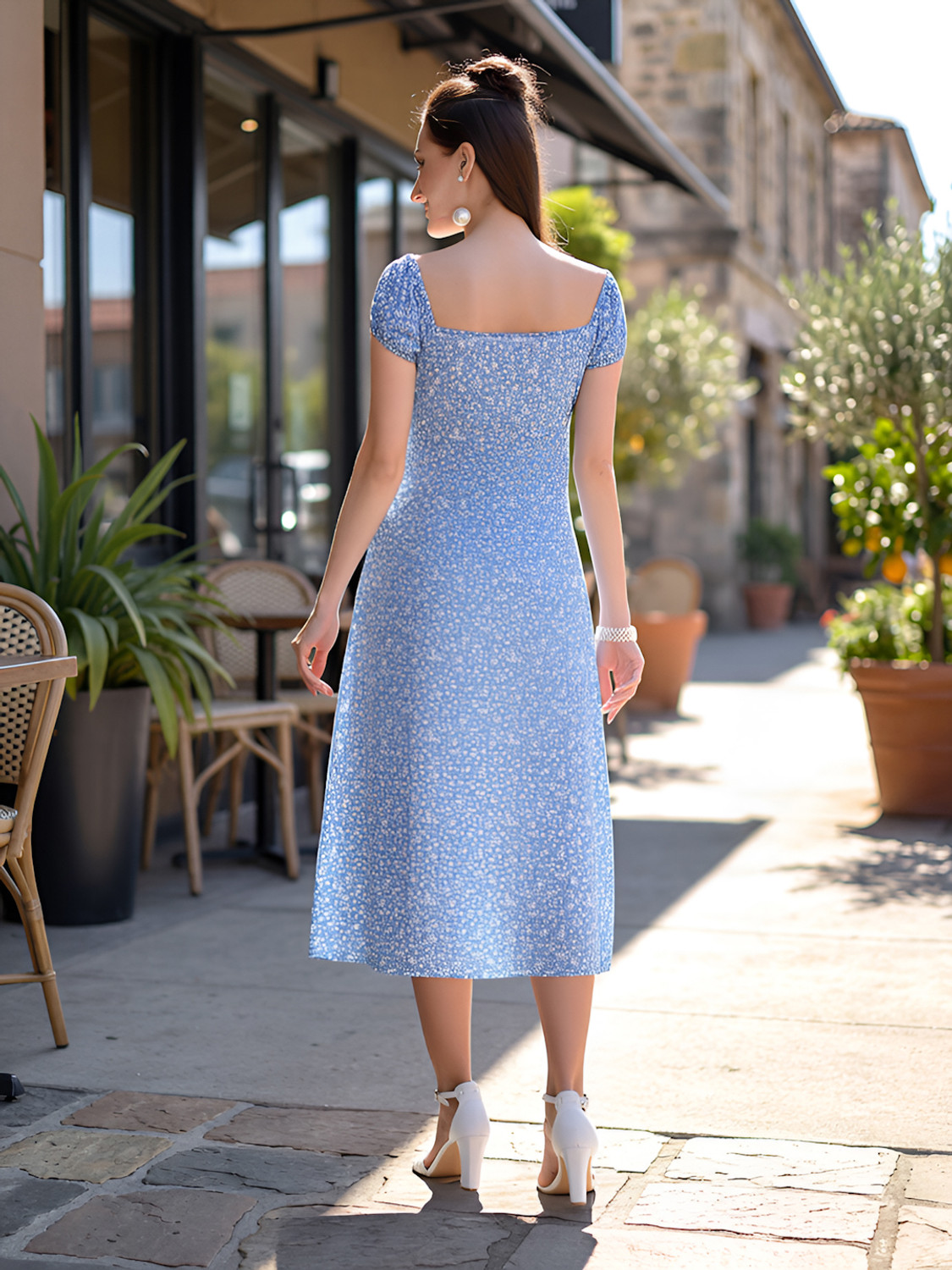 Image of AAYU Women A-line Blue Midi /Calf Length Dress