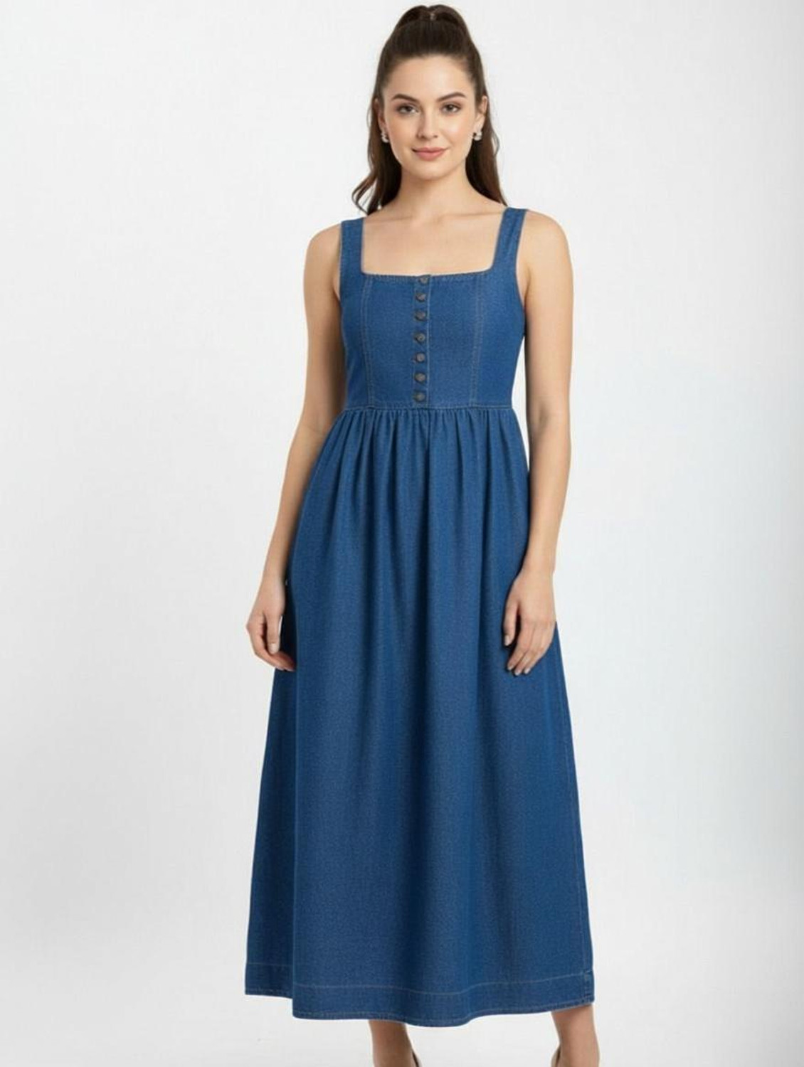Image of Skin Beauty Women A-line Blue Ankle Length Dress