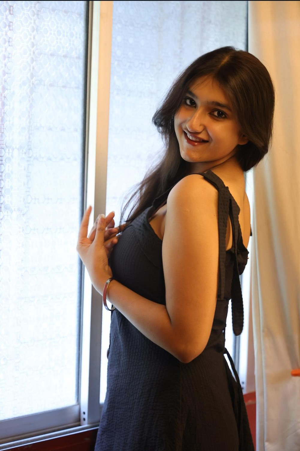 Image of AVARANIYA Women Fit and Flare Black Midi /Calf Length Dress