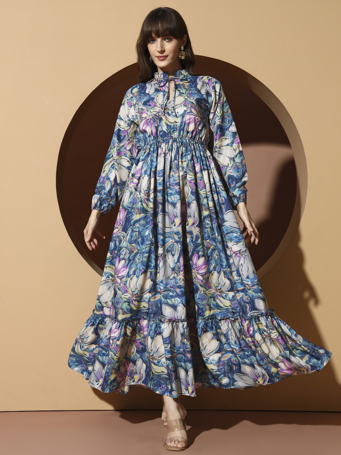 Image of METRONAUT Women A-line Multicolor Maxi /Full Length Dress