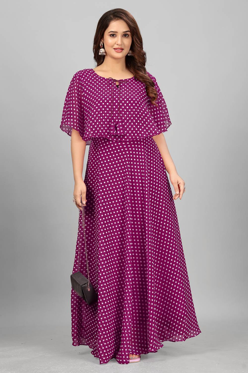 3Buddy Fashion Women Fit and Flare Purple Maxi/Full Length Dress