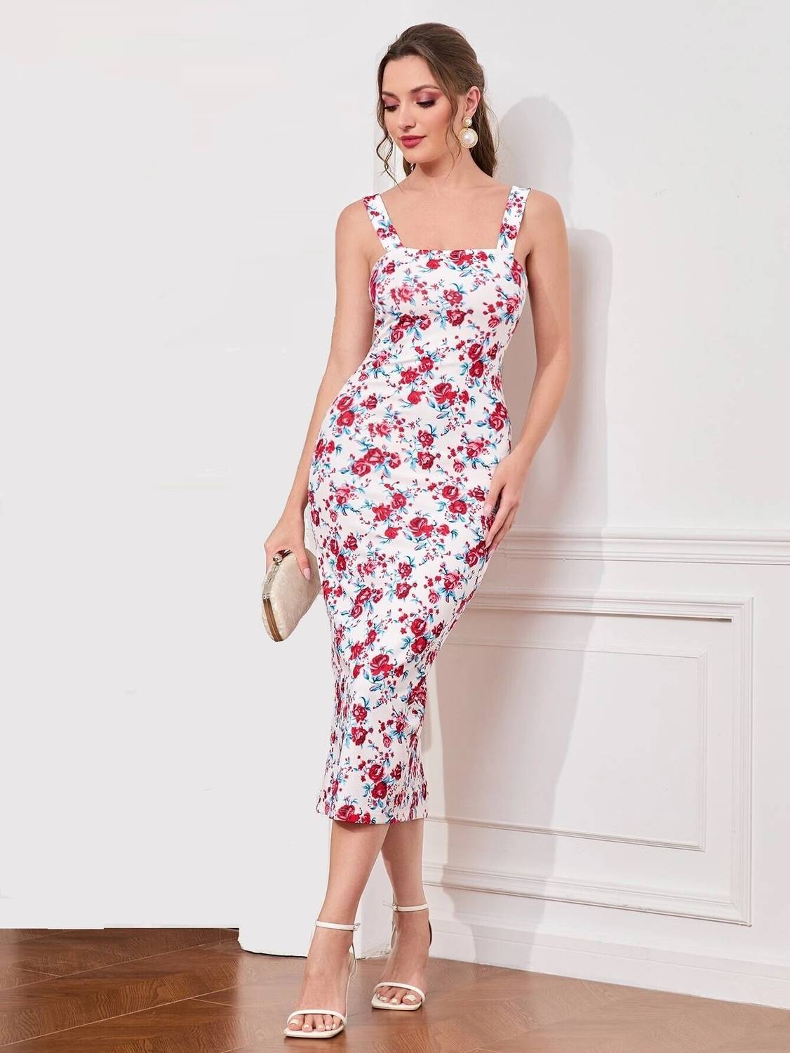 xwager Women Bodycon White Midi/Calf Length Dress