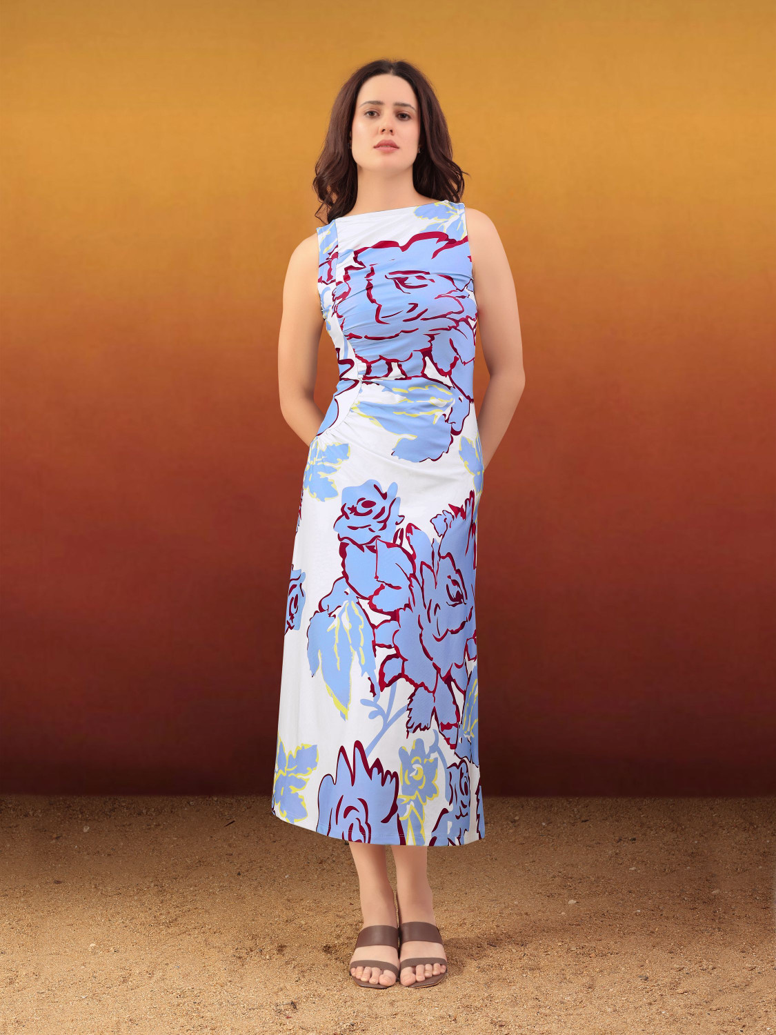 PURVAJA Women A-line Multicolor Maxi/Full Length Dress