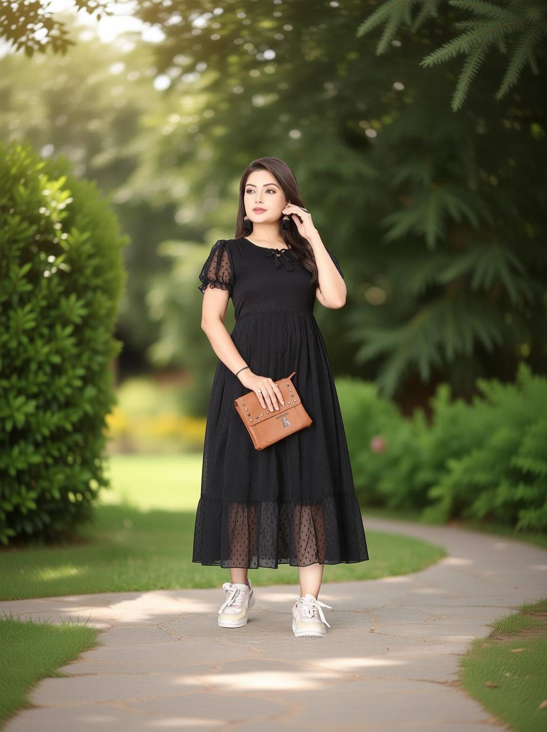 Maruti Nandan Impex Women Maxi Black Full Length Dress