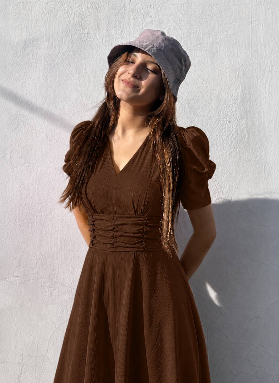 METRONAUT Women Fit and Flare Brown Ankle Dress - Image 1