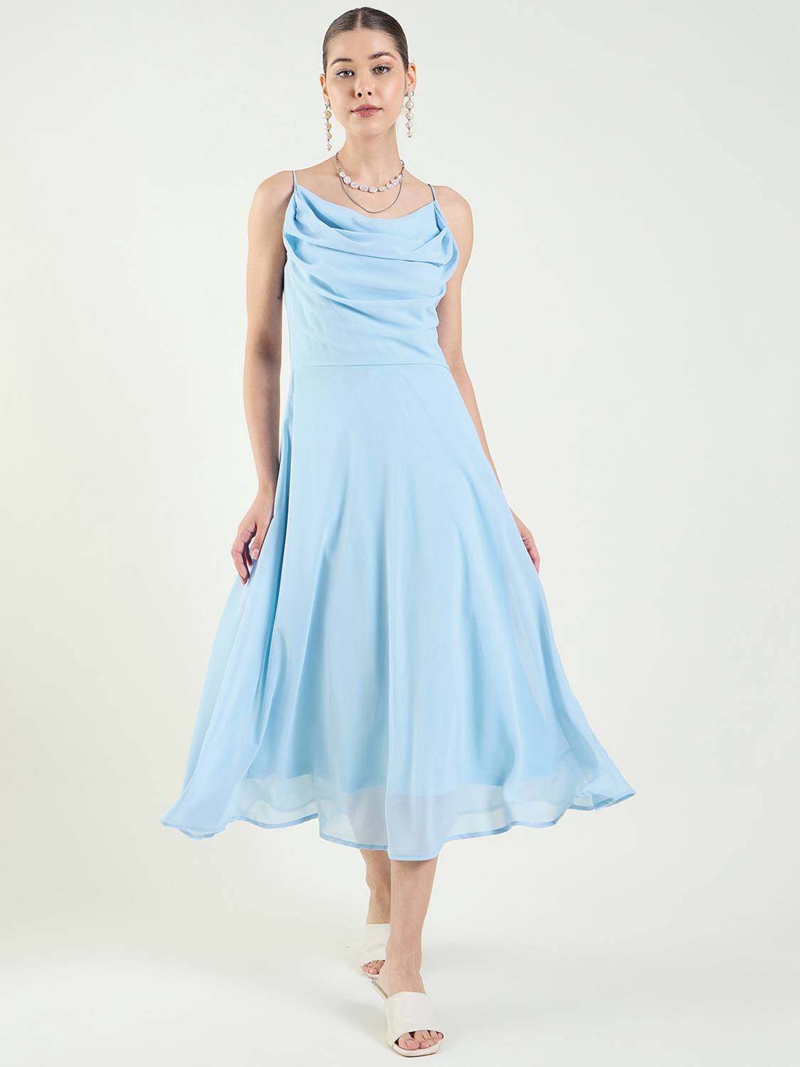 AAYU Women Fit and Flare Light Blue Midi/Calf Length Dress - Buy AAYU Women  Fit and Flare Light Blue Midi/Calf Length Dress Online at Best Prices in  India | Flipkart.com