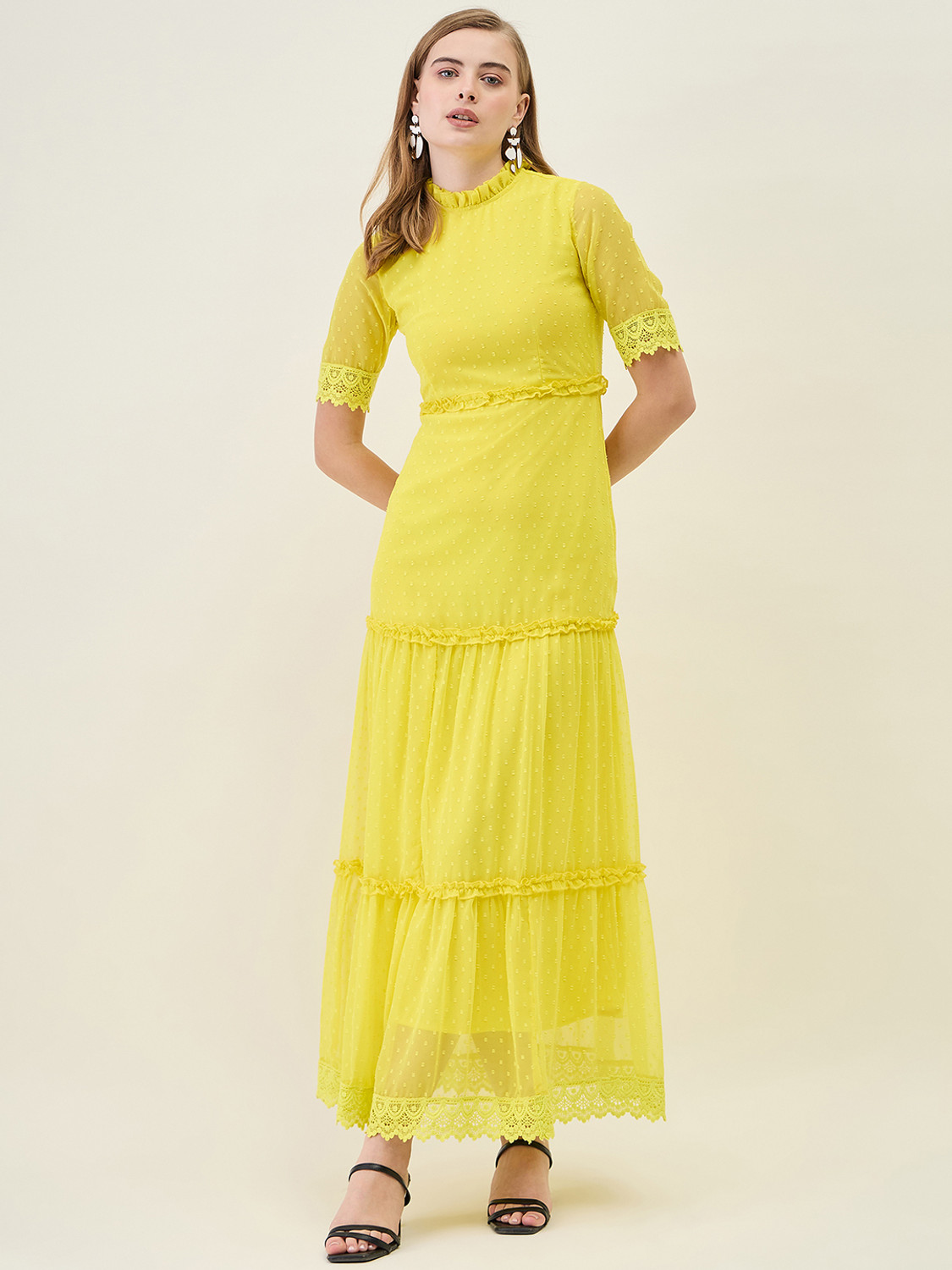 Image of AAYU Women Layered Green Maxi /Full Length Dress