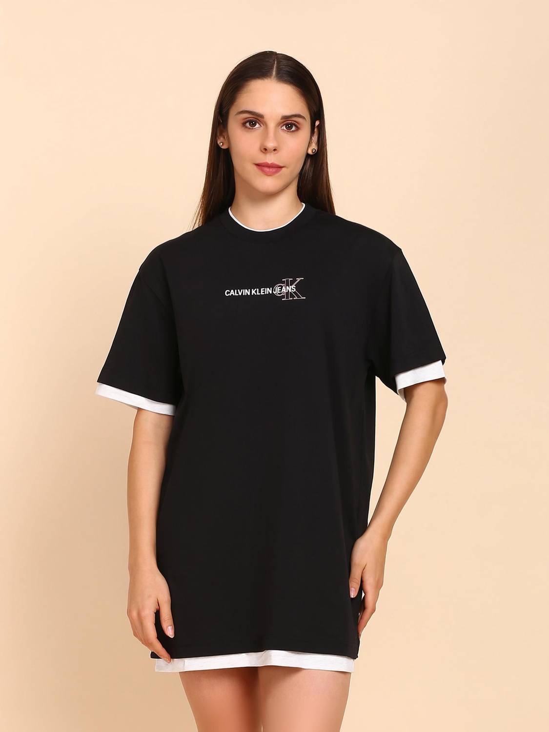 Calvin Klein Jeans Women T Shirt Multicolor Above Knee/Mid Thigh Length Dress