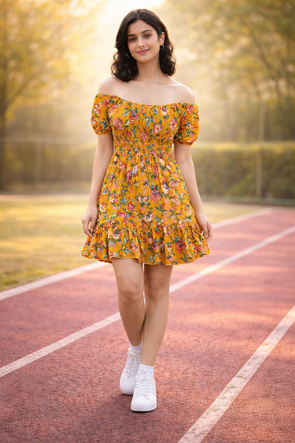 Image of FIORAA Women A-line Multicolor Knee Length Dress