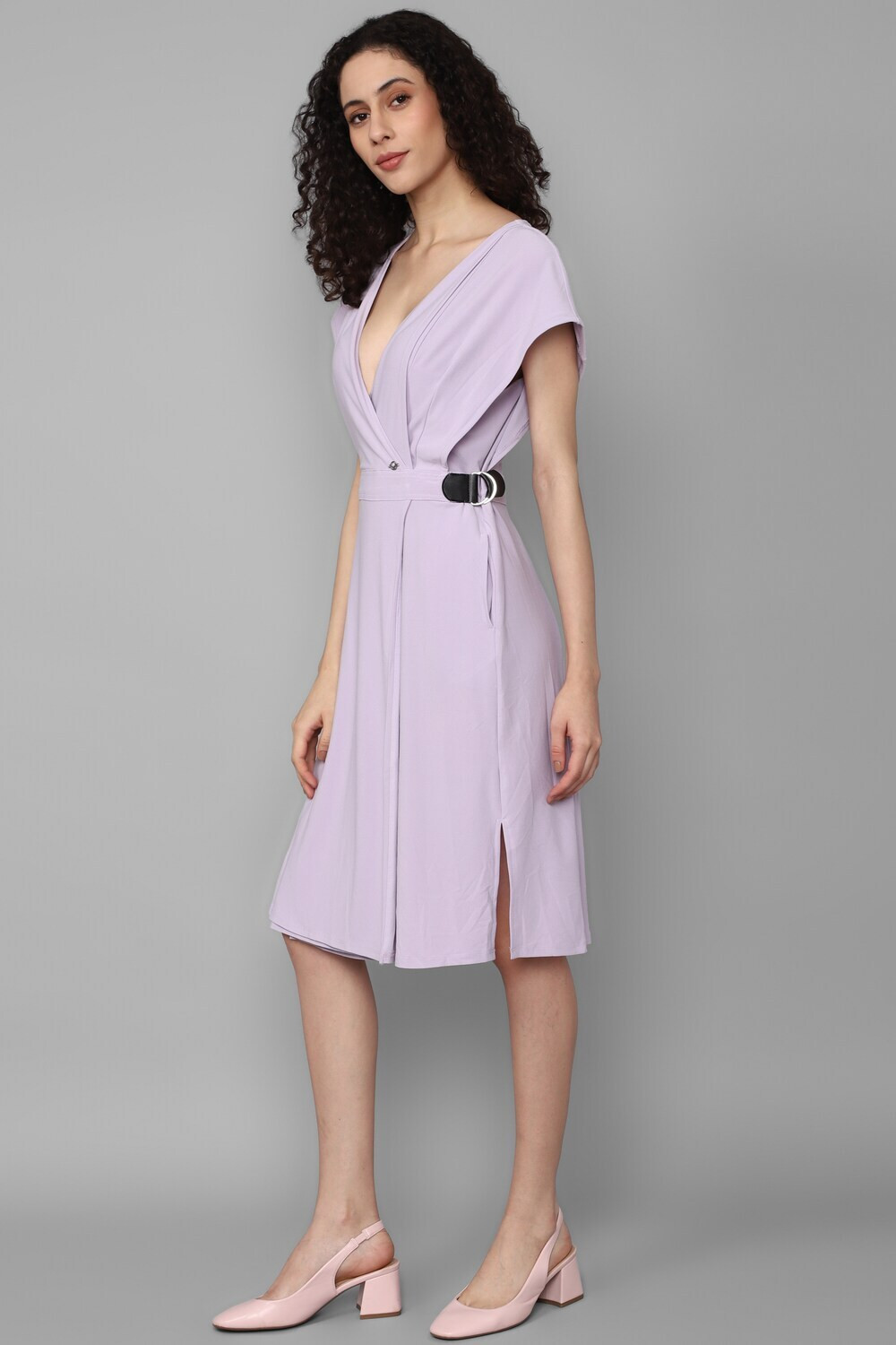 Image of Allen Solly Women A-line Purple Knee Length Dress