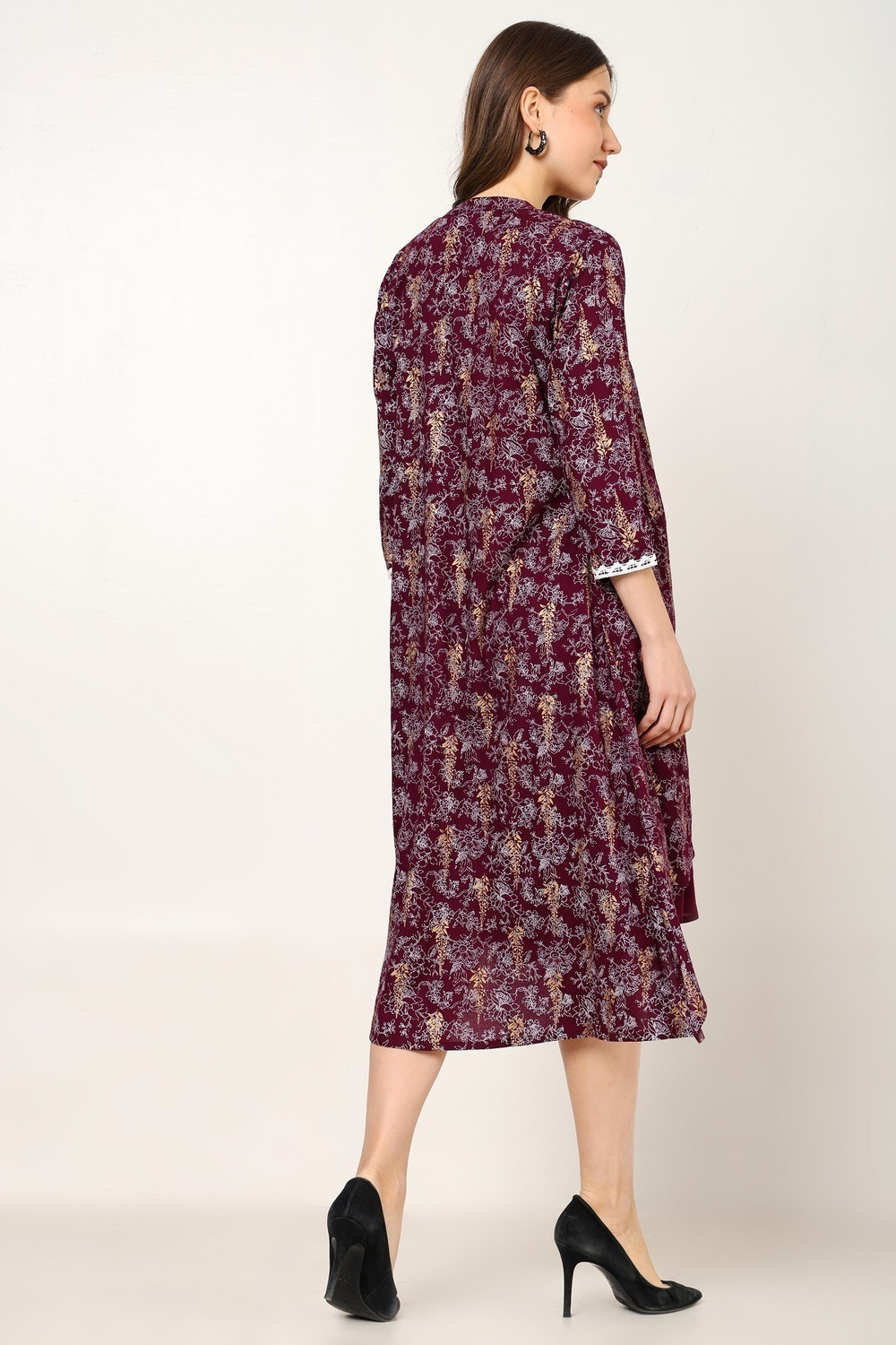 Image of NG Fashion Women Fit and Flare Purple Midi /Calf Length Dress