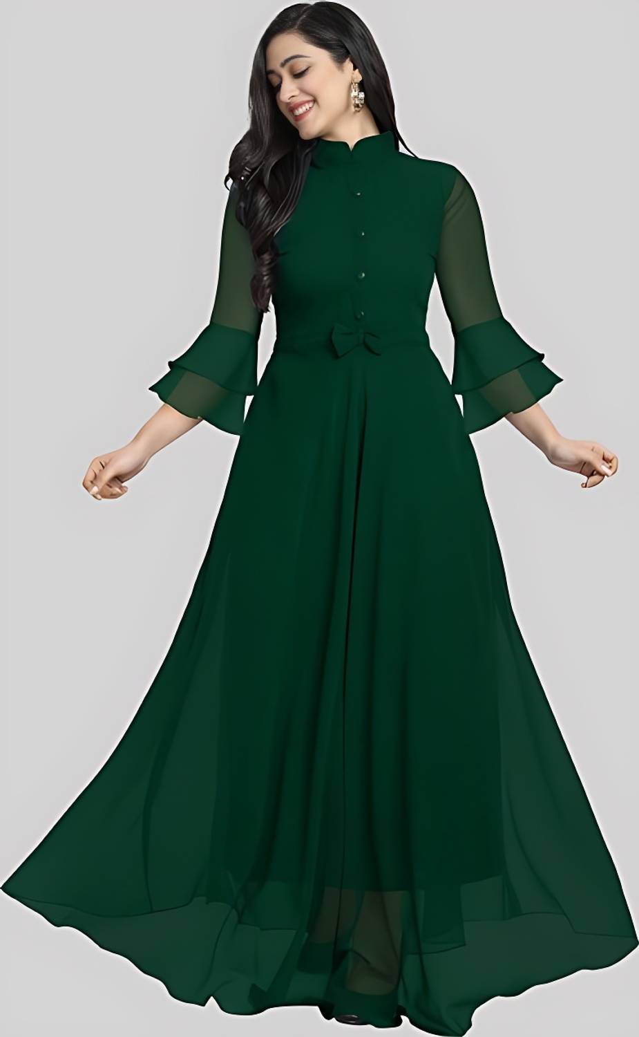 Krunal Raiyani Women Gown Green Maxi/Full Length Dress