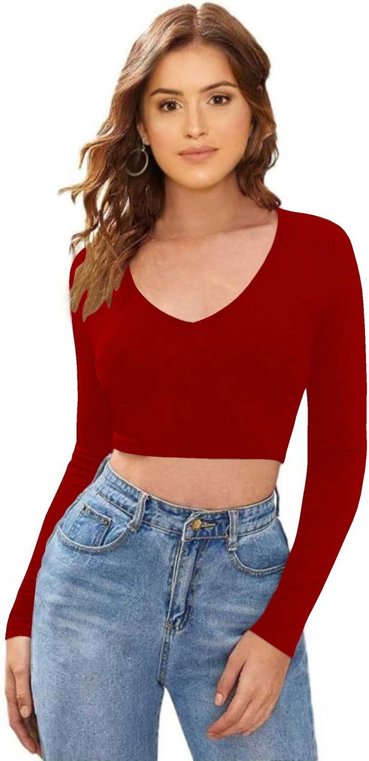 Ipshita Casual Solid Women Red Top
