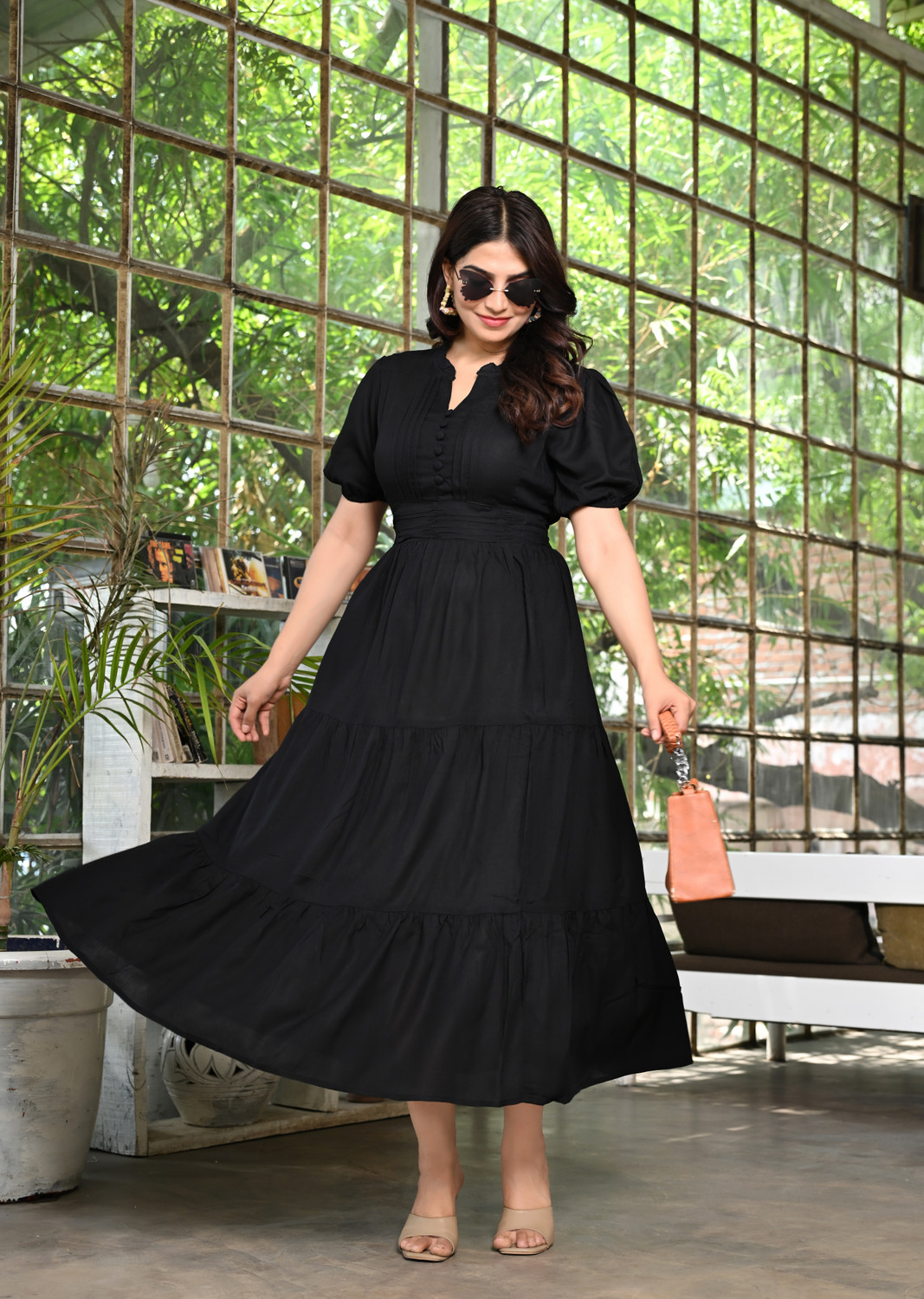 Image of Fashionmils Women Solid Flared Kurta