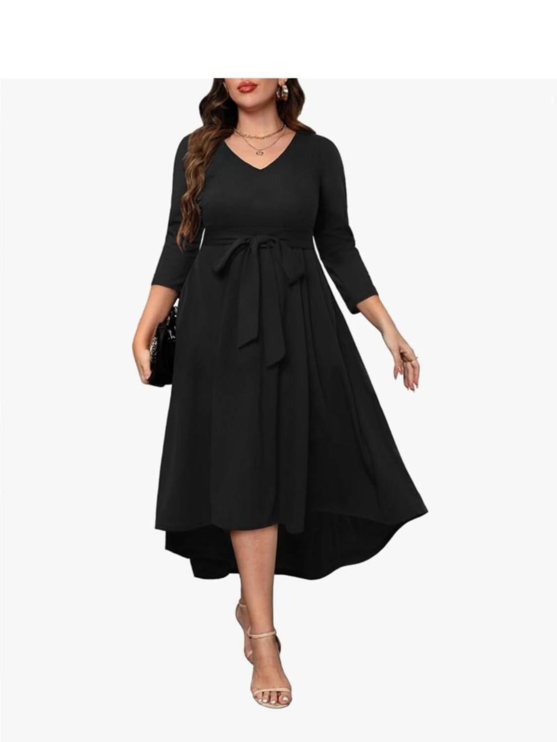 C4D Women Fit and Flare Black Midi/Calf Length Dress