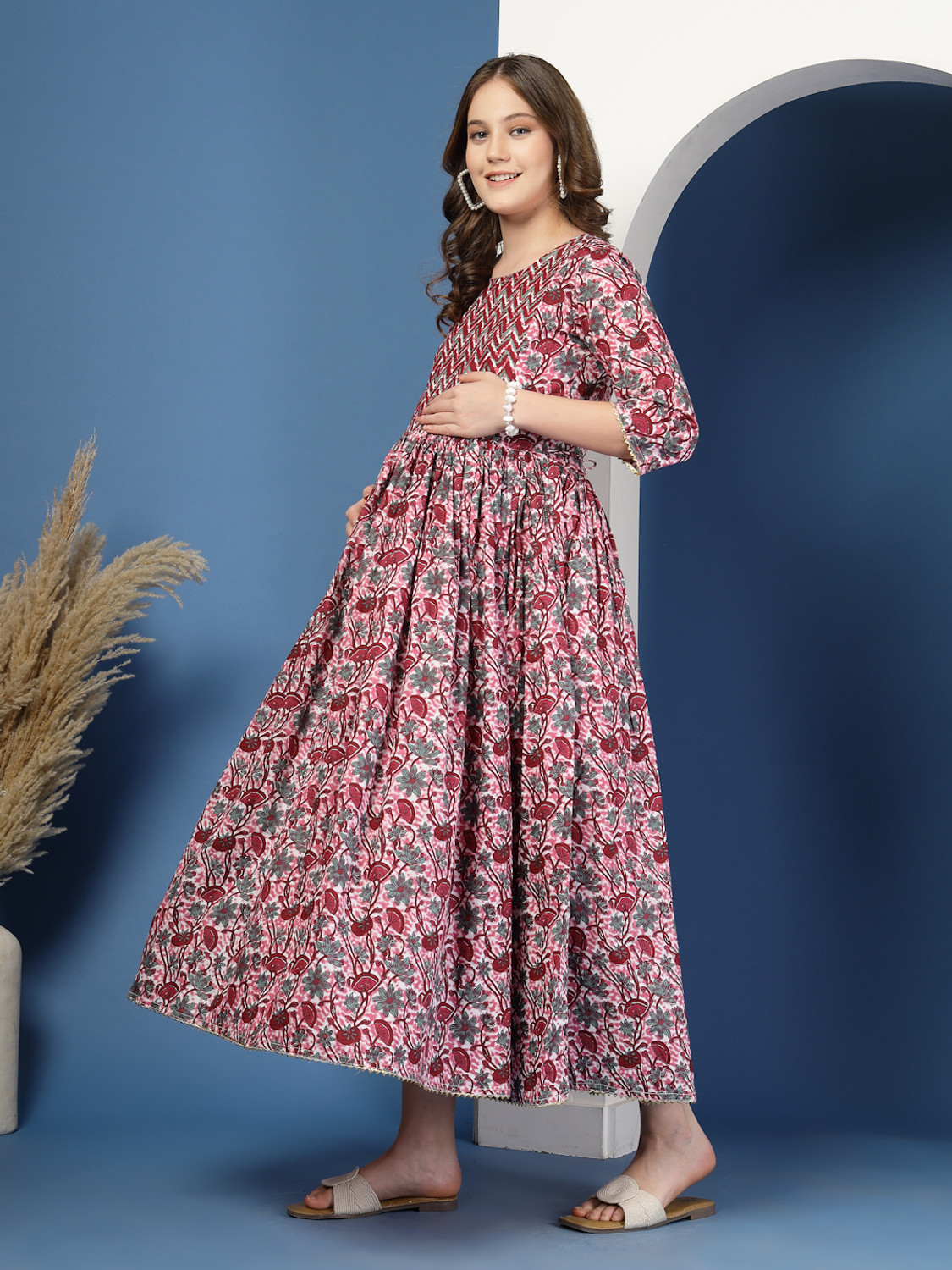 Image of METRONAUT Women Fit and Flare Multicolor Ankle Length Dress
