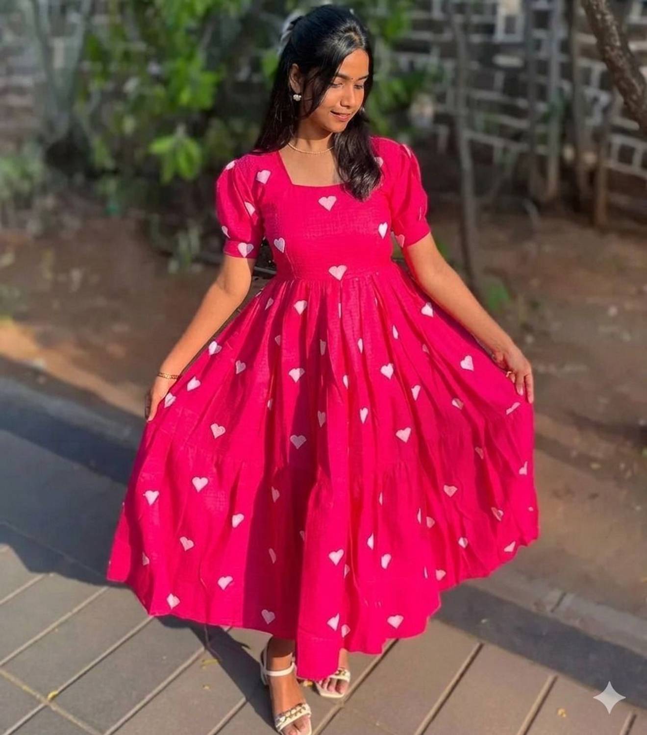 HANDSOME KING Women Layered Pink Midi/Calf Length Dress