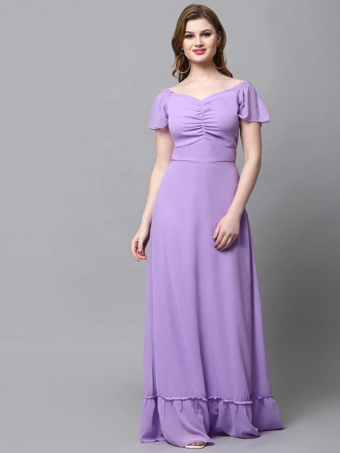 Image of METRONAUT Women Maxi Purple Full Length Dress