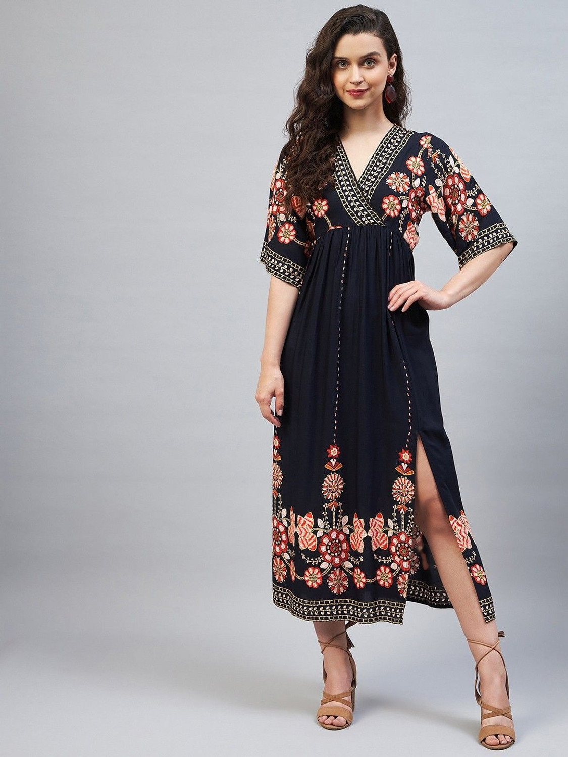Image of STYLESTONE Women Maxi Multicolor Midi /Calf Length Dress