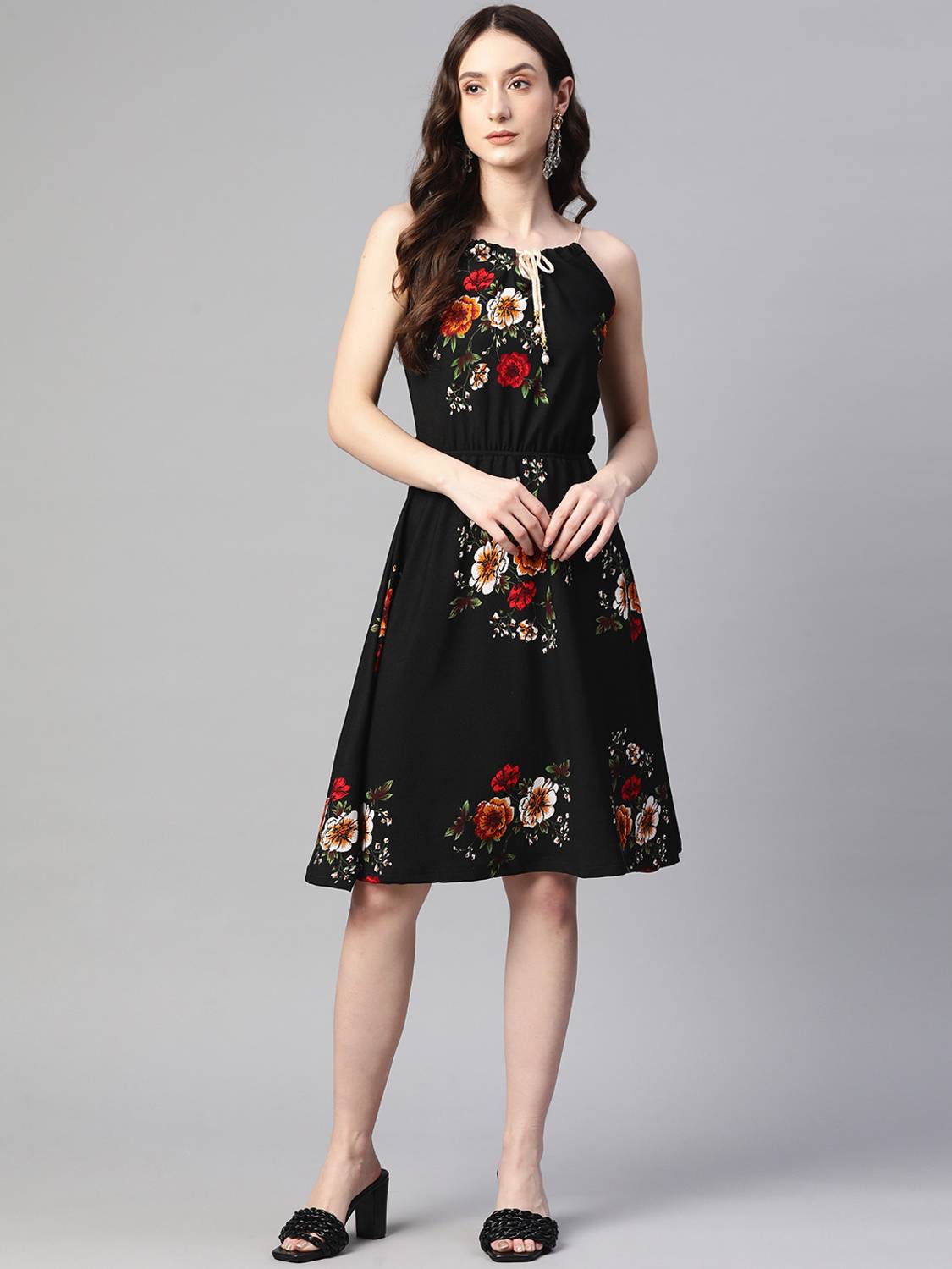 Arriva Fab Women Fit and Flare Multicolor Knee Length Dress