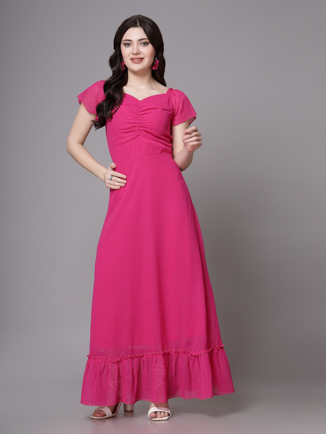 Image of METRONAUT Women Maxi Pink Full Length Dress