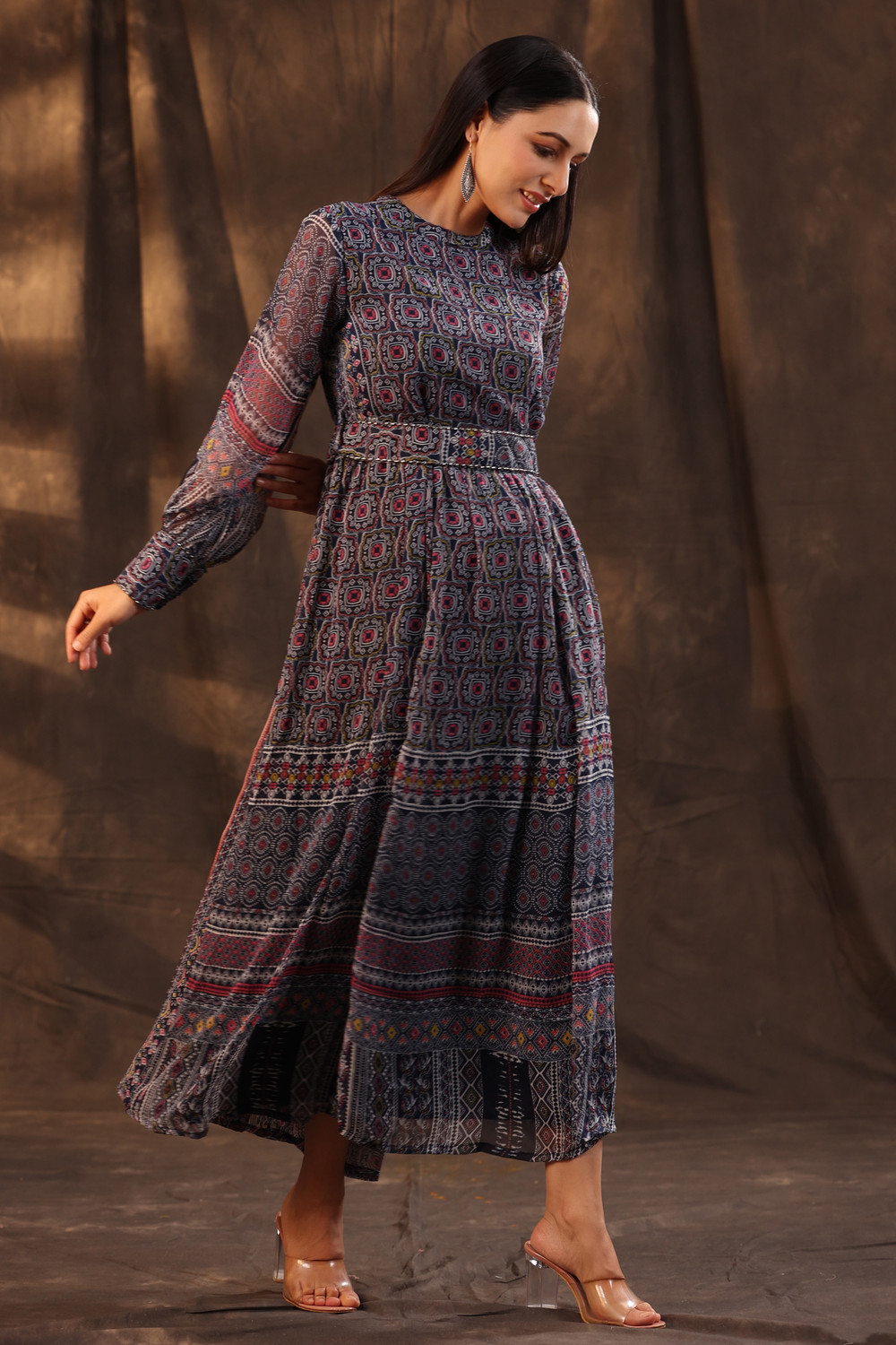 Image of Juniper Women Tiered Black Ankle Length Dress