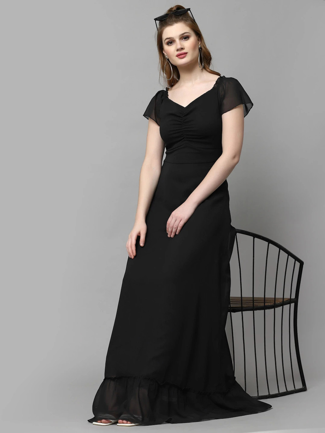 Image of METRONAUT Women Maxi Black Full Length Dress
