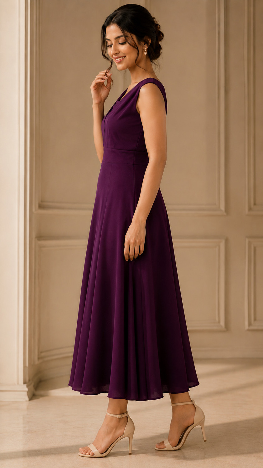 Image of SHRASTHA Women A-line Purple Midi /Calf Length Dress
