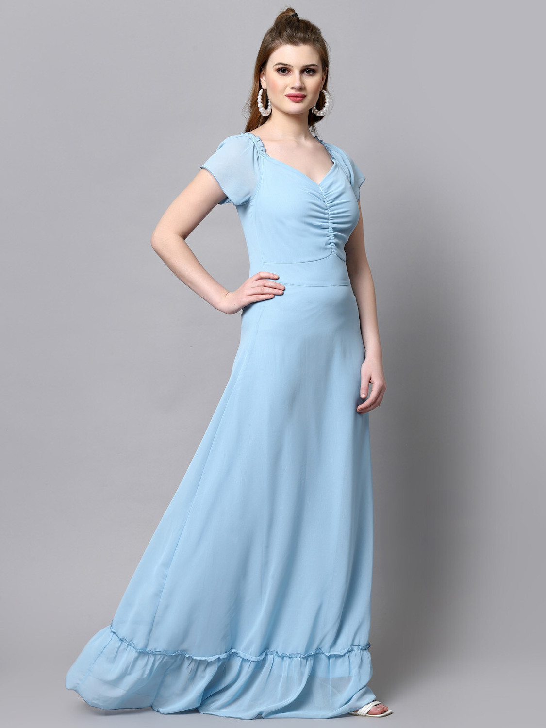 Image of METRONAUT Women Maxi Light Blue Full Length Dress