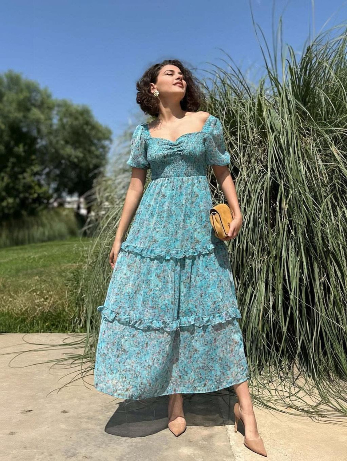 Image of Seek By Sheetal Women Maxi Light Blue Full Length Dress
