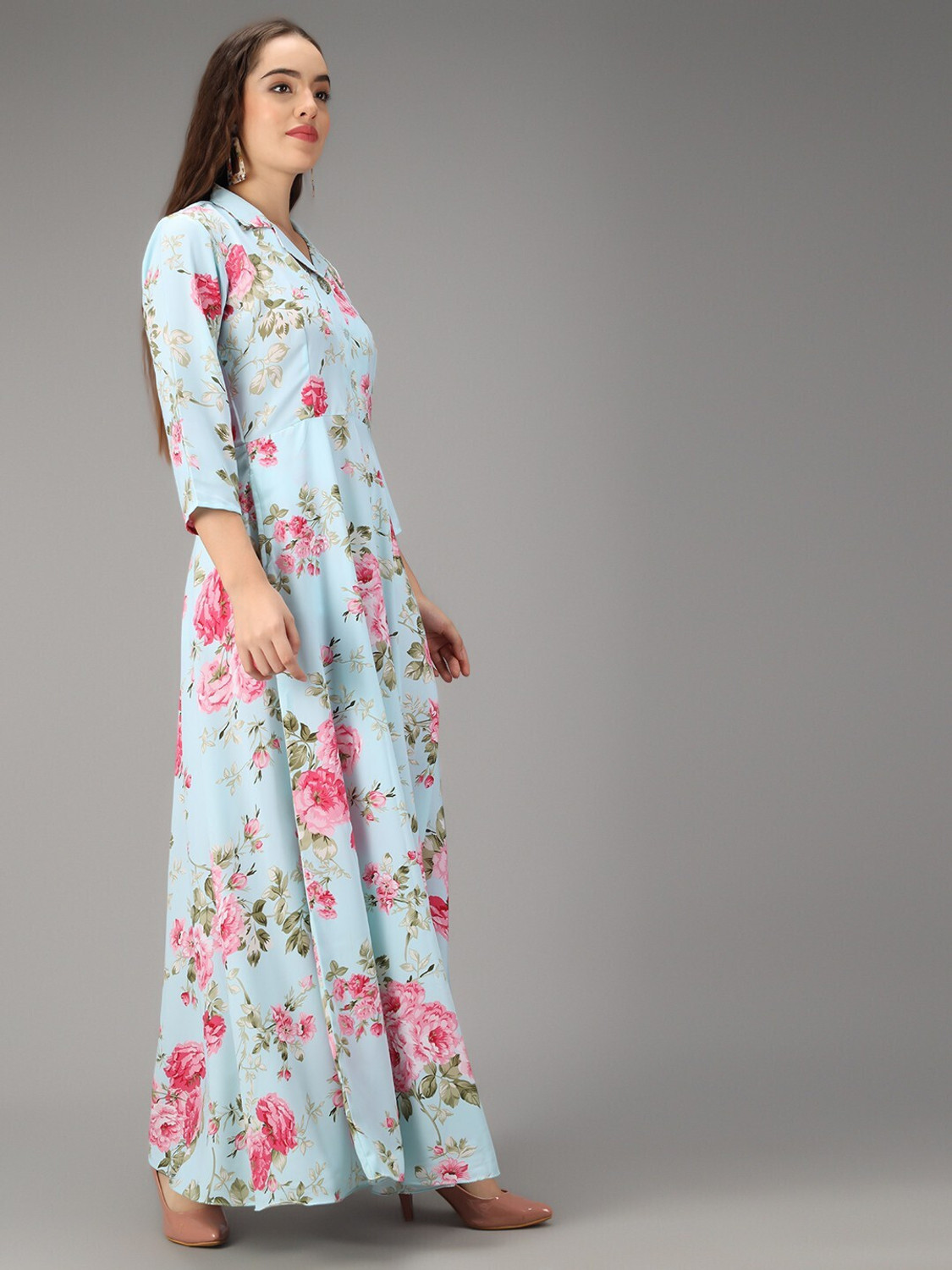 Image of Rudraaksha Women A-line Multicolor Maxi /Full Length Dress