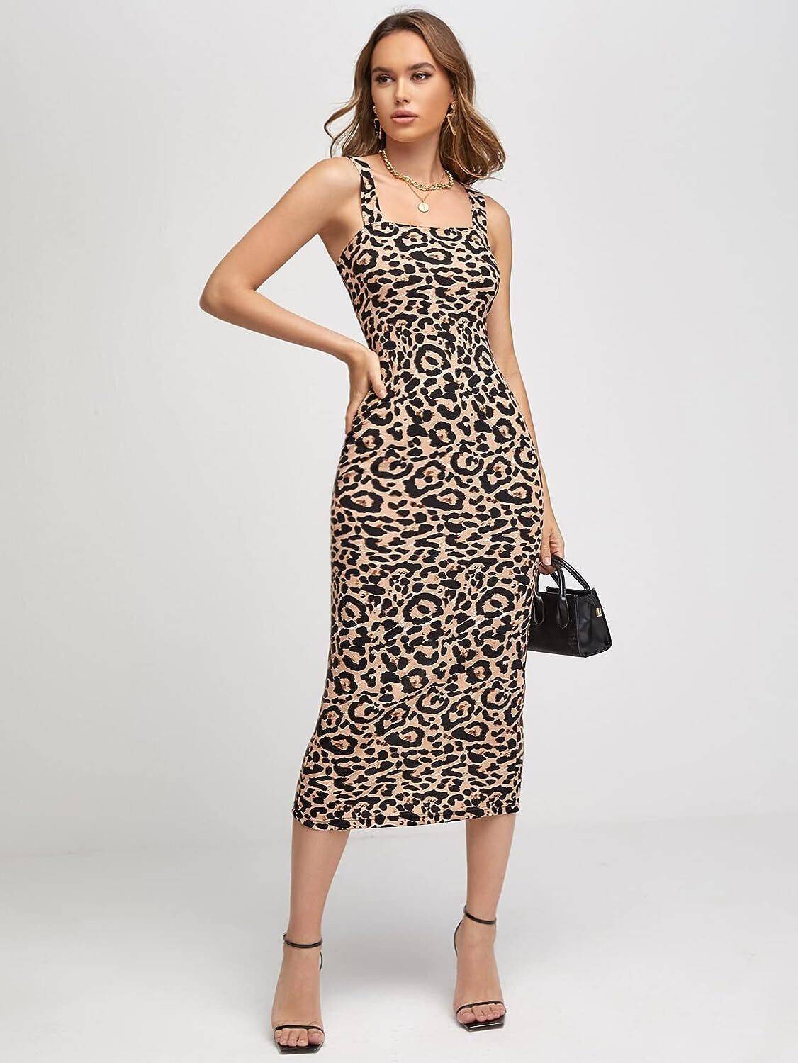 xwager Women Bodycon Brown Midi/Calf Length Dress