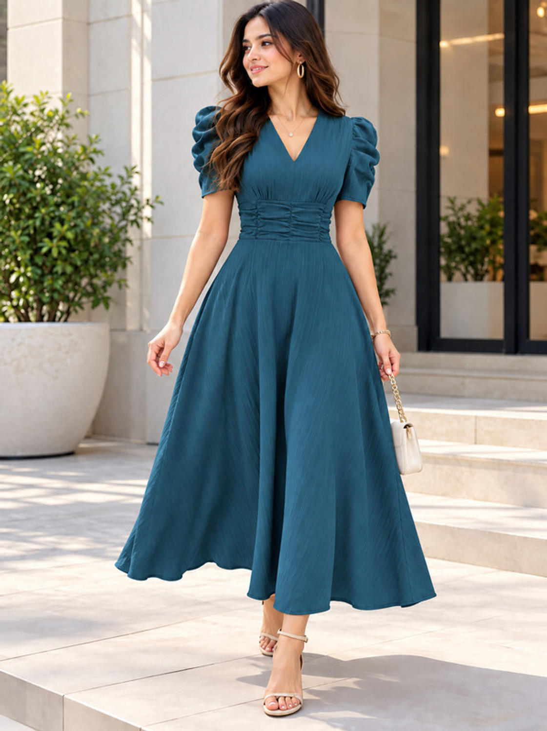 METRONAUT Women A-line Blue Ankle Length Dress