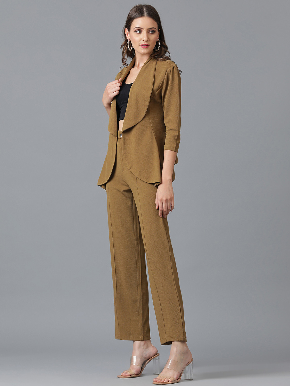 Image of KOTTY 2 Pc Coat Set (Blazer&Pant) Solid Women Suit