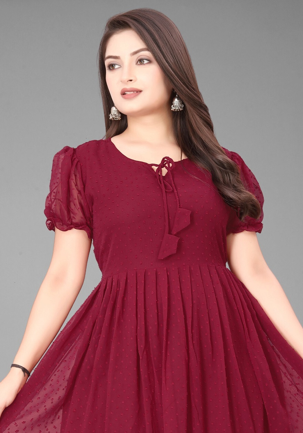 Image of ANTRA Women A-line Red Ankle Length Dress