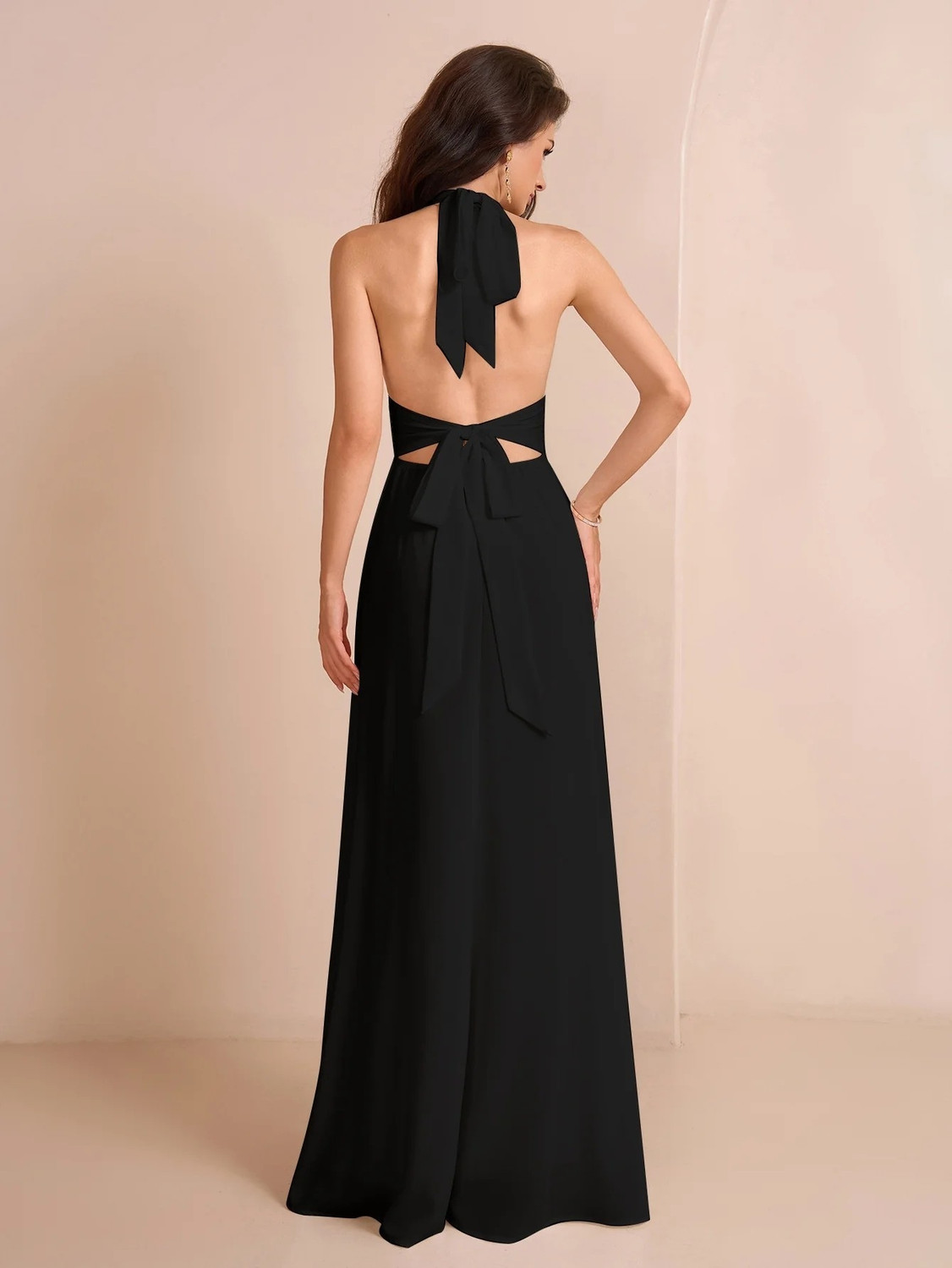 Image of HouseOfCommon Women Fit and Flare Black Maxi /Full Length Dress