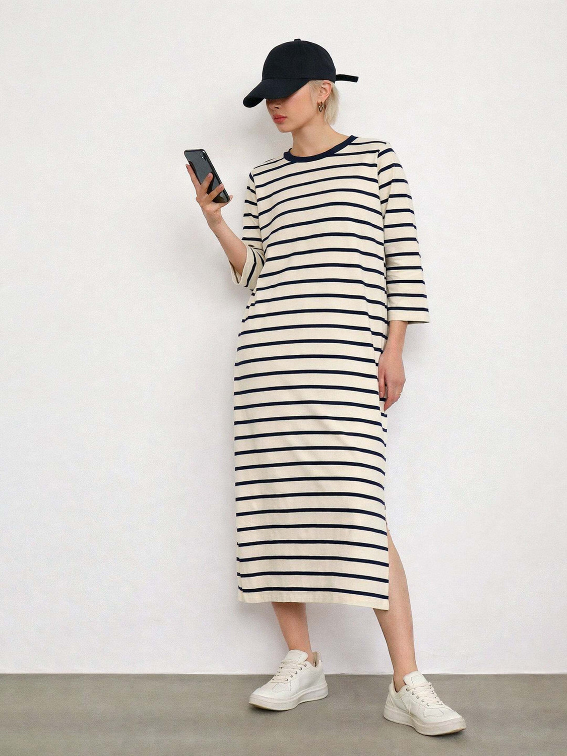 SASSAFRAS Women T Shirt Beige Maxi/Full Length Dress
