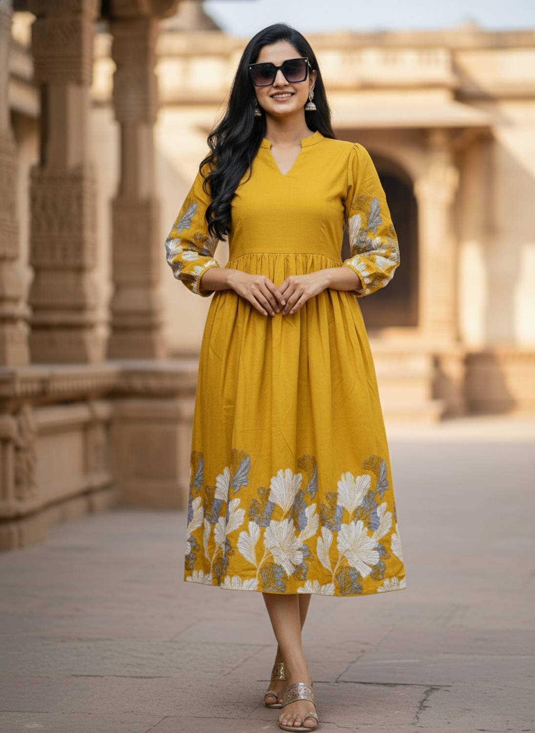 KETAKI FASHION Women Printed Cotton Blend Flared Kurta (Multicolo