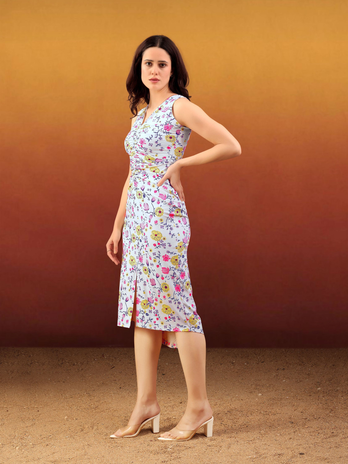 Image of PURVAJA Women A-line Multicolor Knee Length Dress