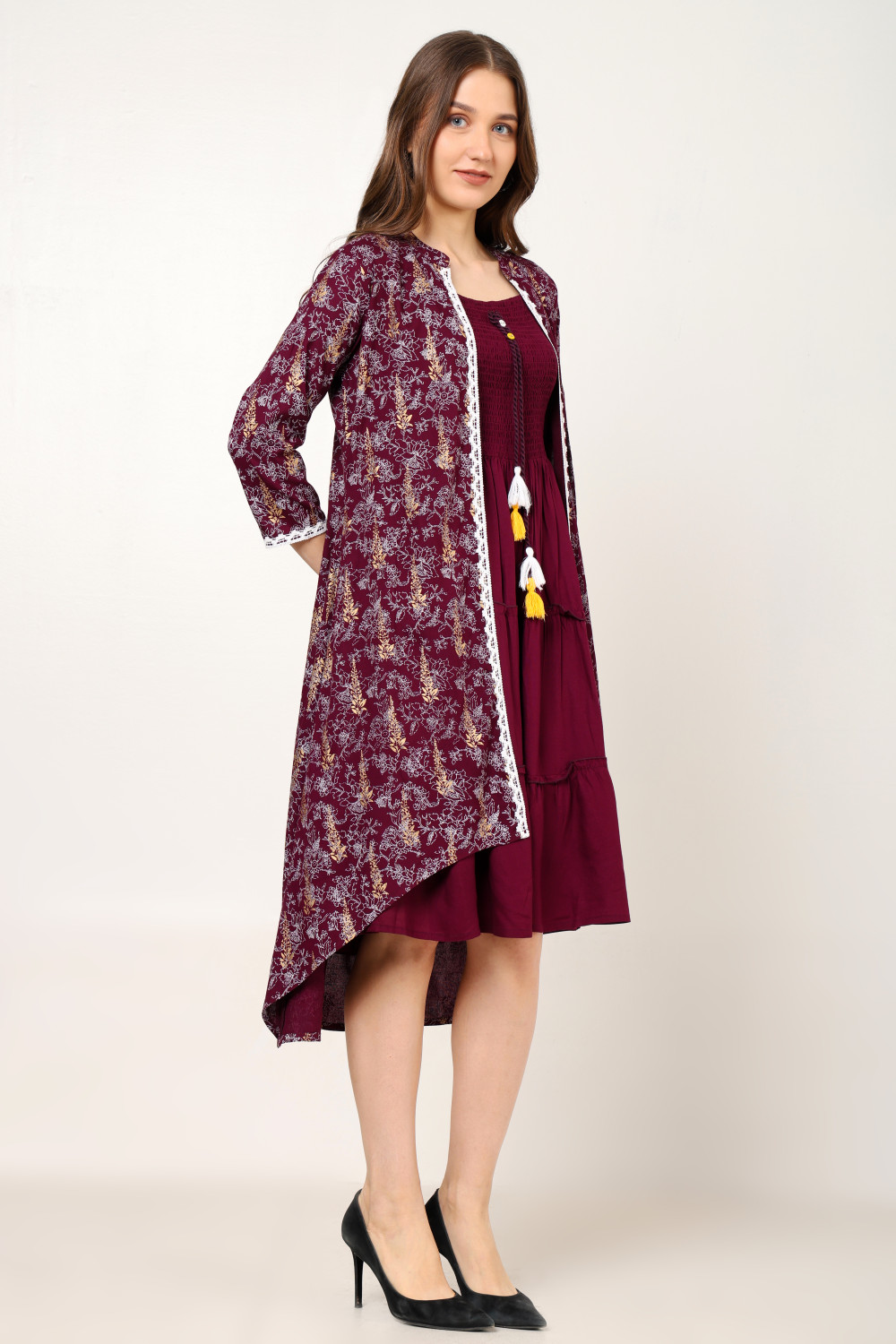 Image of NG Fashion Women Fit and Flare Purple Midi /Calf Length Dress