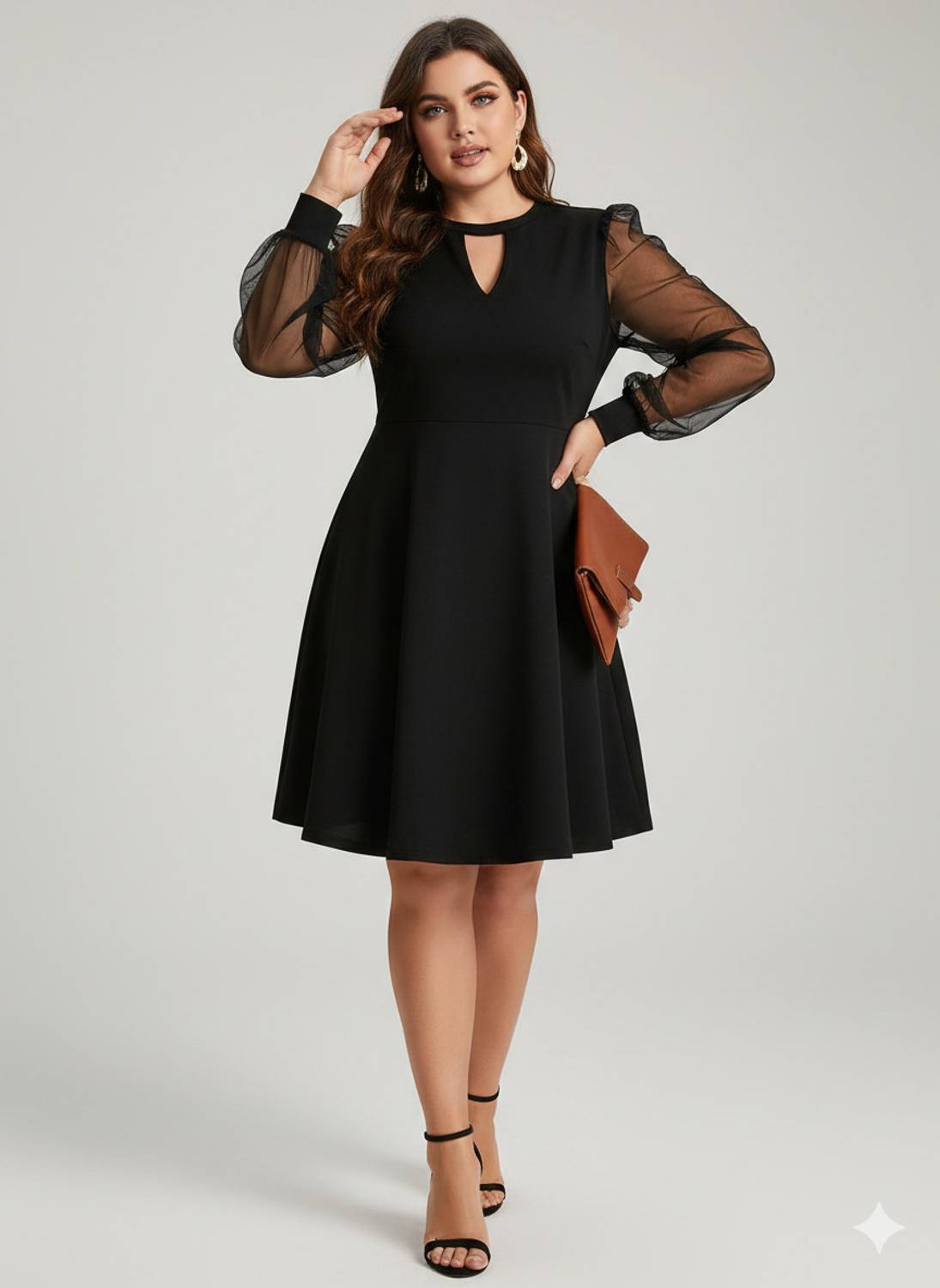 C4D Women Fit and Flare Black Midi/Calf Length Dress