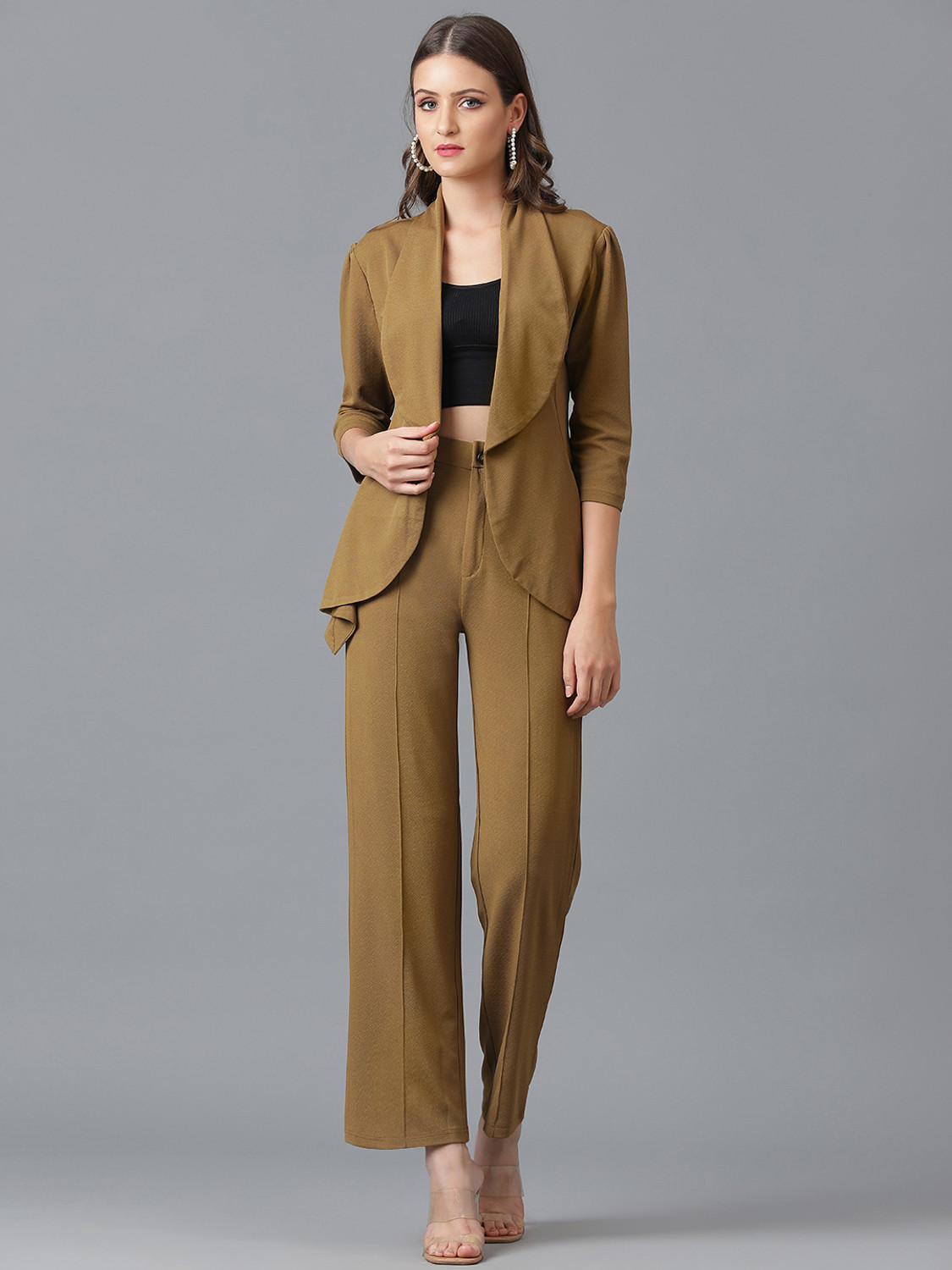 Image of KOTTY 2 Pc Coat Set (Blazer&Pant) Solid Women Suit