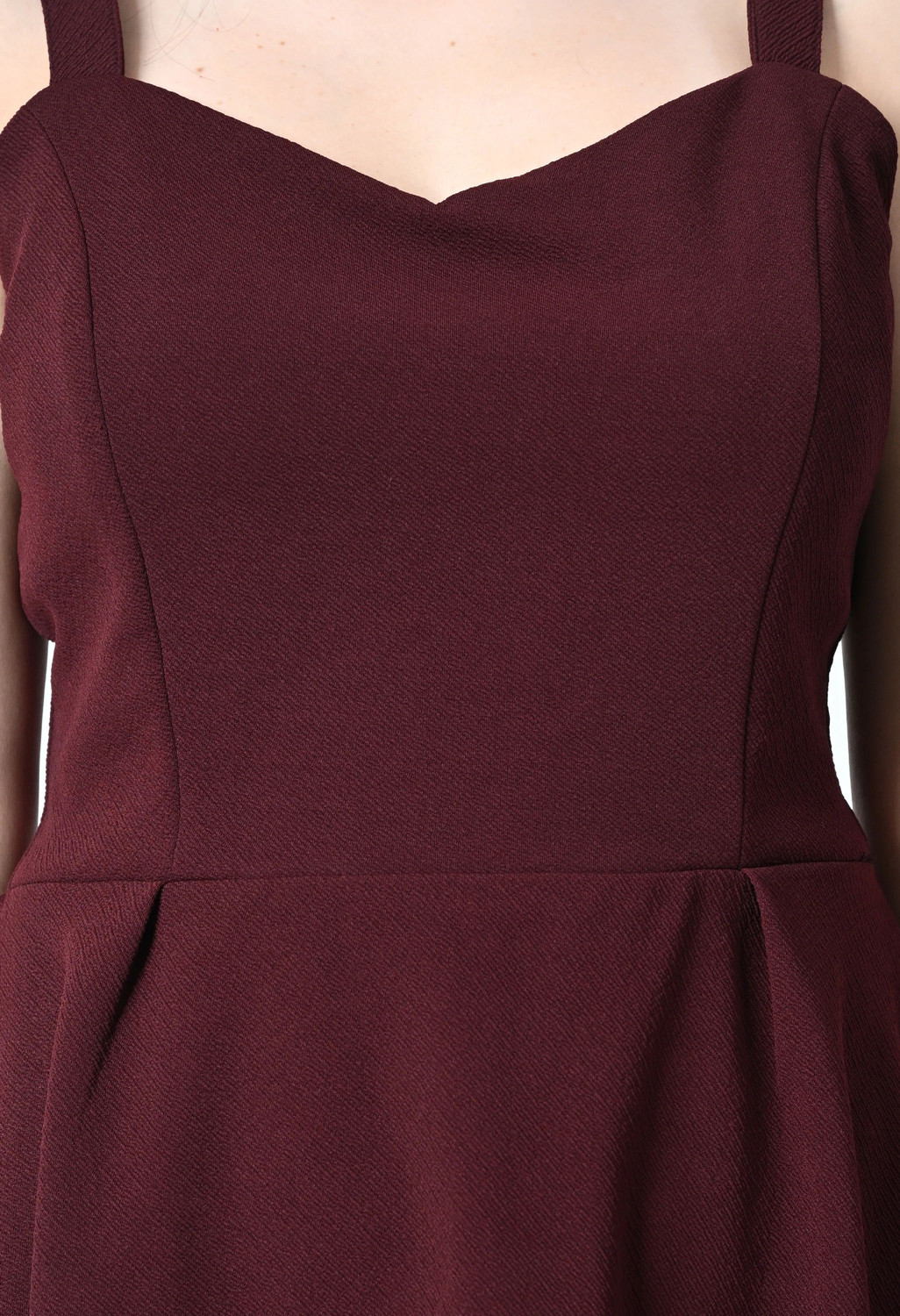 Image of OWL MINK Women Fit and Flare Maroon Knee Length Dress