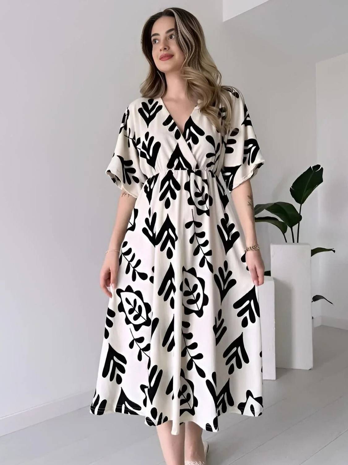 ANSAYA Women Gown White Midi/Calf Length Dress