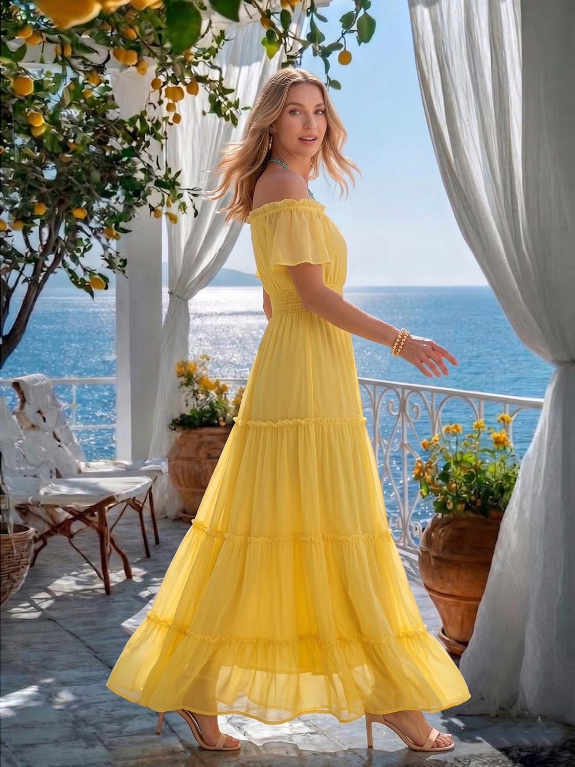Image of AAYU Women Maxi Yellow Full Length Dress