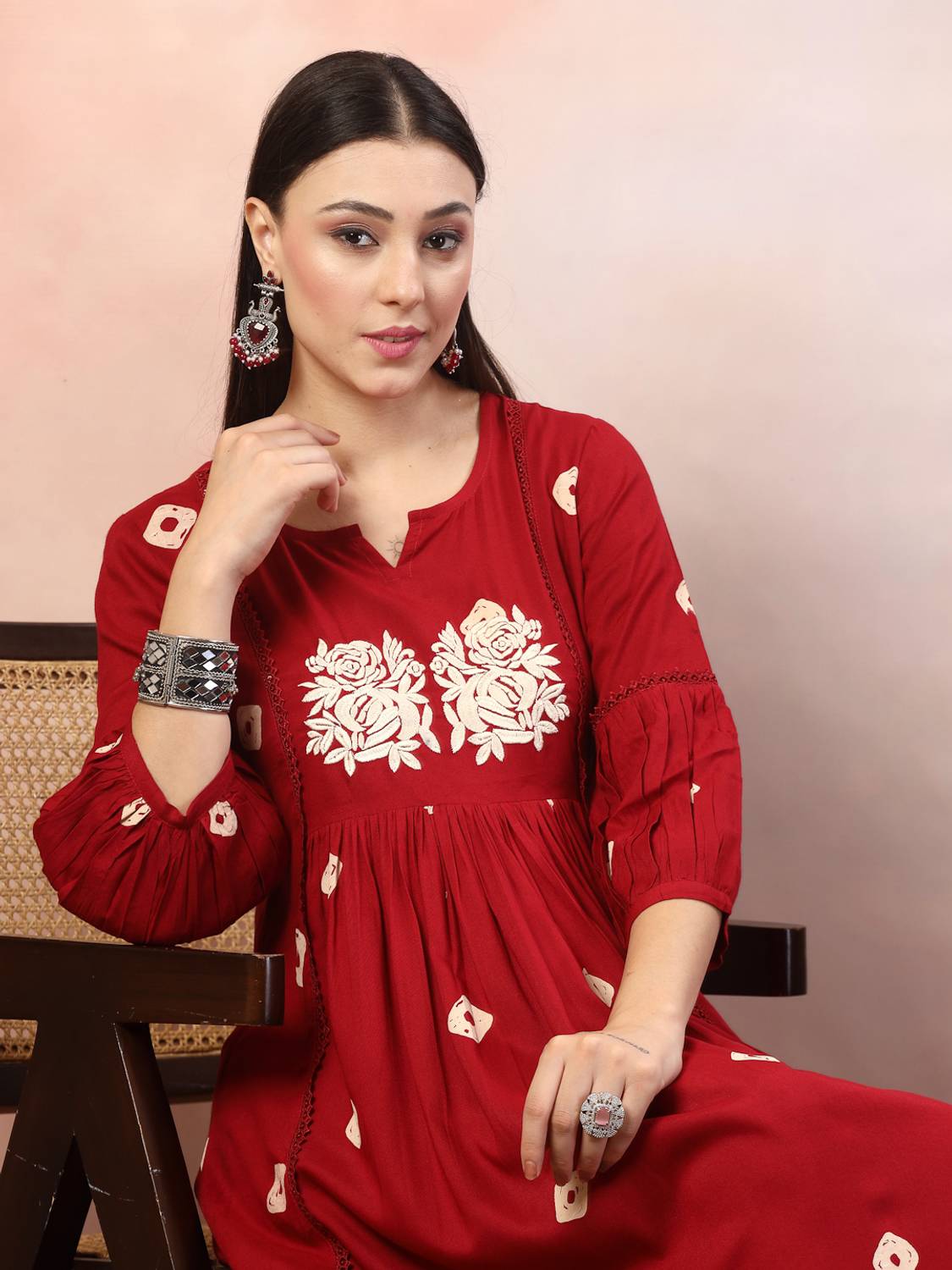 Stylum Women Fit and Flare Maroon Midi/Calf Length Dress - Buy Stylum Women  Fit and Flare Maroon Midi/Calf Length Dress Online at Best Prices in India  | Flipkart.com