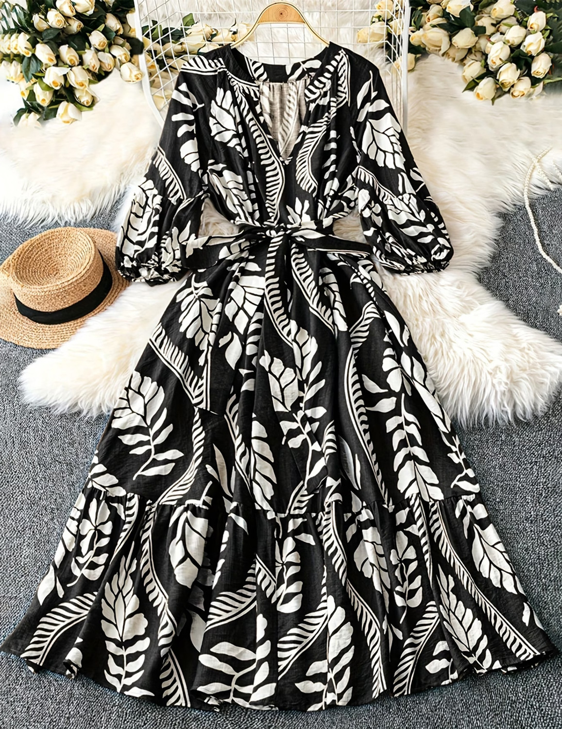 Image of METRONAUT Women Fit and Flare Black Maxi /Full Length Dress